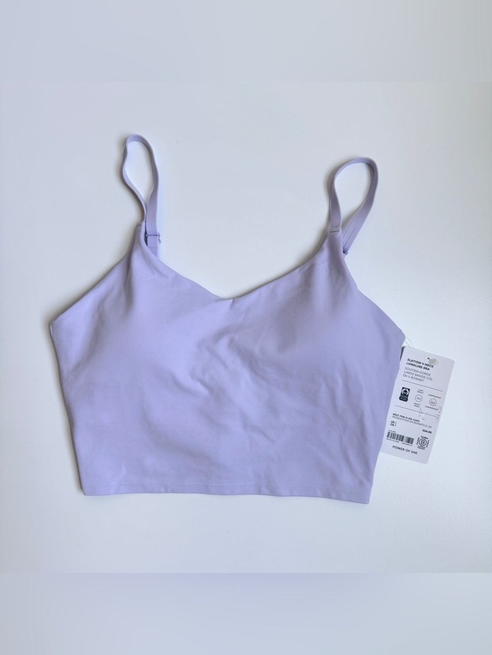 Athleta elevation v neck longline bra women’s size small